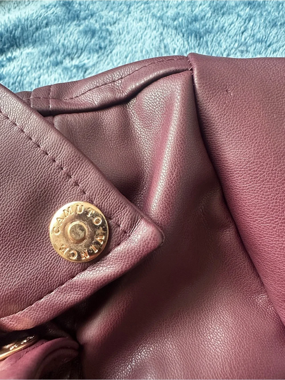 Toddlers Faux Leather Moto Jacket - Plum